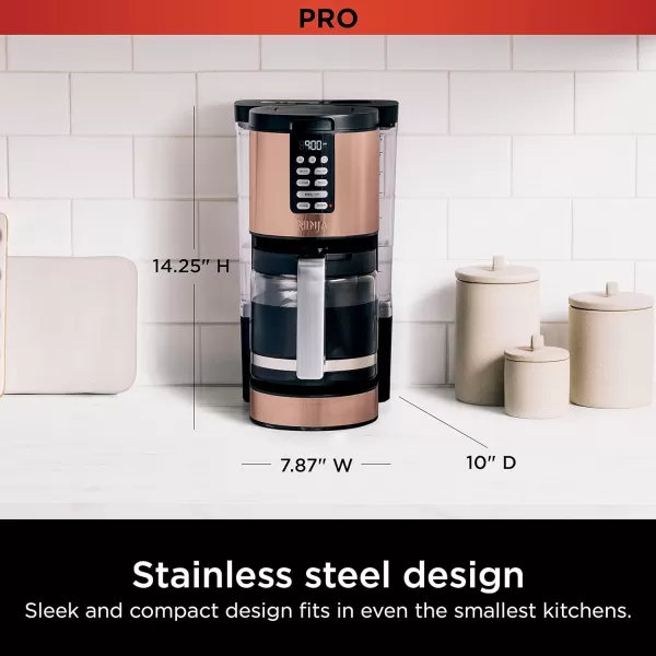 Ninja 14 Cup  Programmable Coffee Maker XL Pro with Permanent Filter 2 Brew Styles Classic ampamp Rich 4 Programs Small Batch Delay Brew Freshness Timer ampamp Keep Warm Stainless Steel DCM201Copper