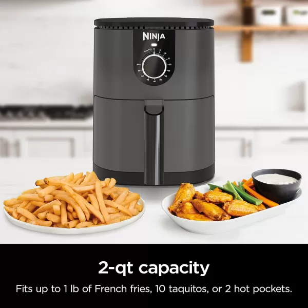 Ninja AF080 Mini Air Fryer 2 Quarts Capacity Compact Nonstick with Quick Set Timer GreyGrey