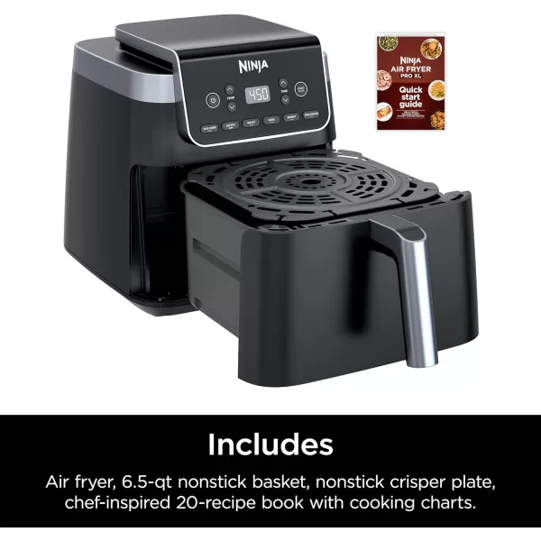 Ninja Air Fryer Pro XL 6in1 with 65 QT Capacity Max Crisp Air Fry Air Roast Bake Reheat Dehydrate Max Crisp Technology with 450F Nonstick Basket ampamp Crisper Plate Grey AF181Black