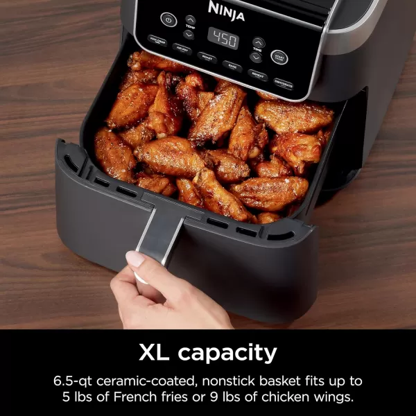 Ninja Air Fryer Pro XL 6in1 with 65 QT Capacity Max Crisp Air Fry Air Roast Bake Reheat Dehydrate Max Crisp Technology with 450F Nonstick Basket ampamp Crisper Plate Grey AF181Black