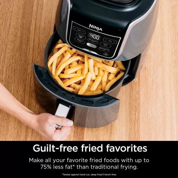 Ninja Air Fryer Roast Bake Air Fry Roast Broil Reheats ampamp Dehydrates 4in1 Fries Frozen Food Veggies and Juicy Meat Less Oil Easy Meals Healthy Meals Compact 4 QT Grey AF10155 QT XL