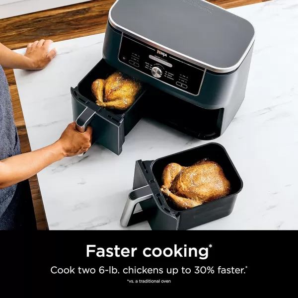 Ninja Air Fryer Thermometer Roast Bake Air Fry Crisps Broil Reheats Keep Warm 10in1 Fries Frozen Food Veggies and Meat Quick Meals Healthy Meals Less Oil 10 QT Grey DZ55010QT Grey