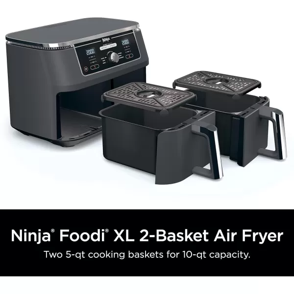 Ninja Air Fryer Thermometer Roast Bake Air Fry Crisps Broil Reheats Keep Warm 10in1 Fries Frozen Food Veggies and Meat Quick Meals Healthy Meals Less Oil 10 QT Grey DZ55010QT Grey