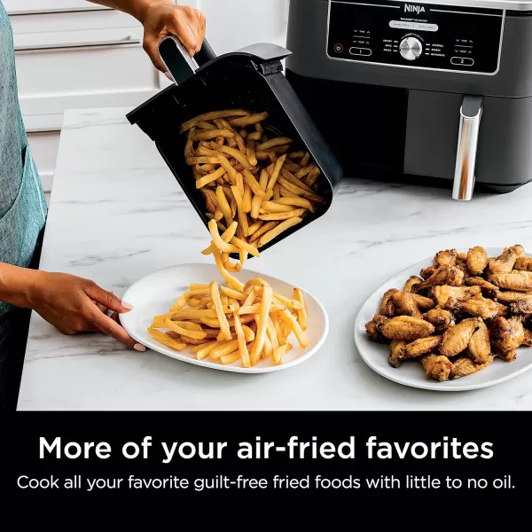 Ninja Air Fryer Thermometer Roast Bake Air Fry Crisps Broil Reheats Keep Warm 10in1 Fries Frozen Food Veggies and Meat Quick Meals Healthy Meals Less Oil 10 QT Grey DZ55010QT Grey