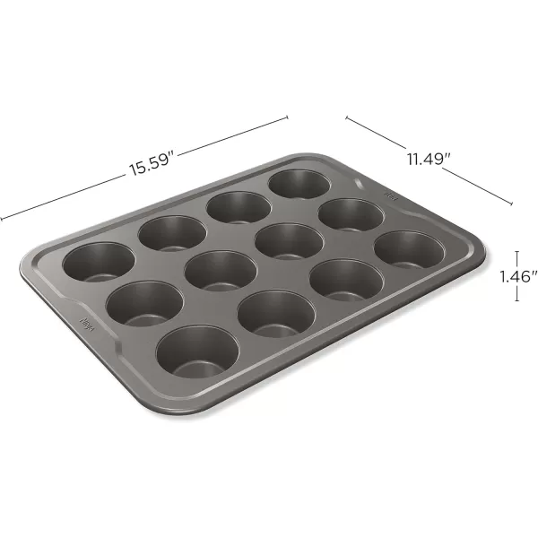 Ninja B30212 Foodi NeverStick Premium 12 Cup Muffin Pan Nonstick Oven Safe up to 500F Dishwasher Safe Grey