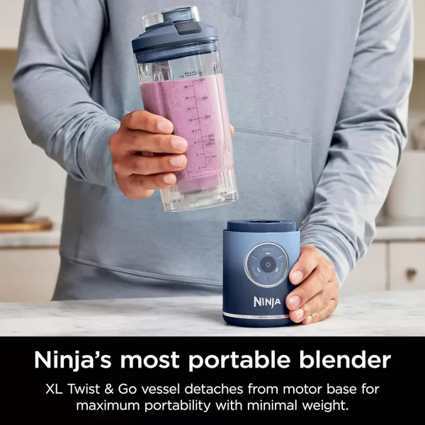 Ninja Blast Max Portable Blender  Twist ampamp Go Personal Blender Ninja Blender Smoothie Blend Ice Crush 3 Programs Cordless 22 oz removable Vessel Dishwasher Safe Leakproof Navy BC251NVNavy