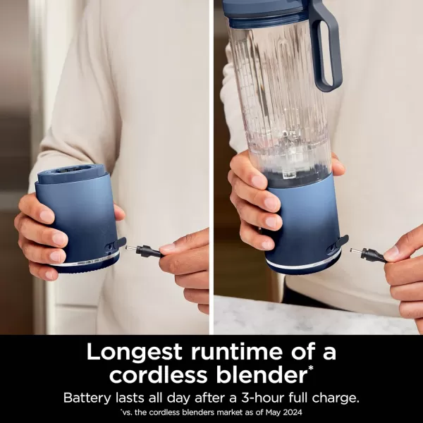 Ninja Blast Max Portable Blender  Twist ampamp Go Personal Blender Ninja Blender Smoothie Blend Ice Crush 3 Programs Cordless 22 oz removable Vessel Dishwasher Safe Leakproof Navy BC251NVNavy