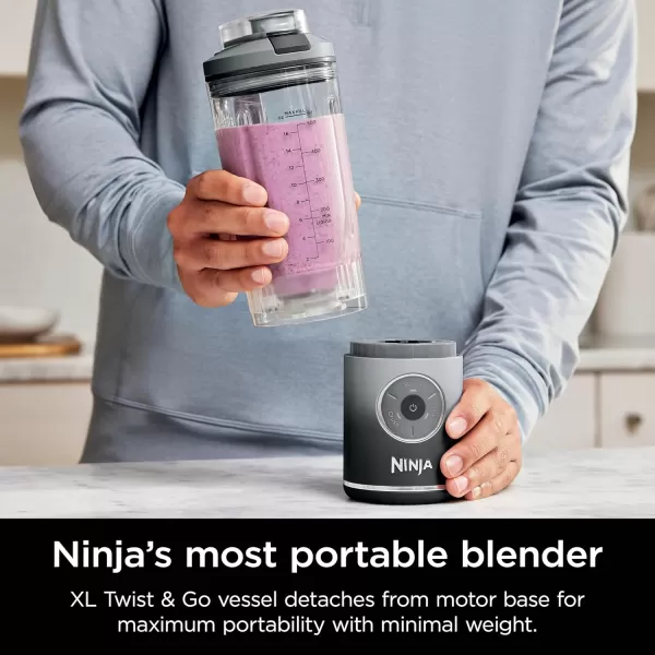 Ninja Blast Max Portable Blender  Twist ampamp Go Personal Blender Ninja Blender Smoothie Blend Ice Crush 3 Programs Cordless 22 oz removable Vessel Dishwasher Safe Leakproof Navy BC251NVGray