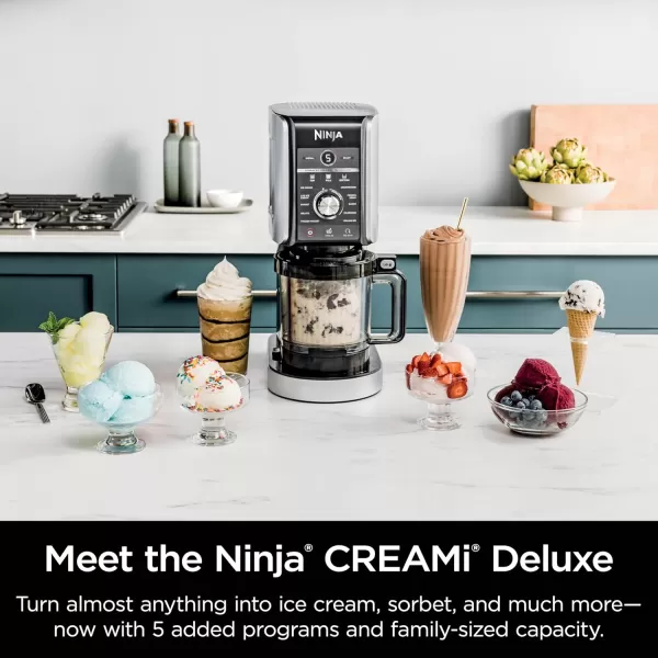 Ninja CREAMi Deluxe 11in1 Ice Cream ampamp Frozen Treat Maker for Ice Cream Sorbet Milkshakes Frozen Yogurt ampamp More 11 Programs XL Capacity Silver Includes 2 FamilySized 24 oz Tubs