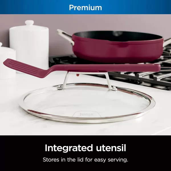 Ninja Cookware Steamer Strainer Basket Glass Lid and Spatula Foodi NeverStick PossiblePan Premium Set with 4Quart Capacity Pan Nonstick Durable Oven Safe Cookware Cherry Tart CW102RDCherry Tart