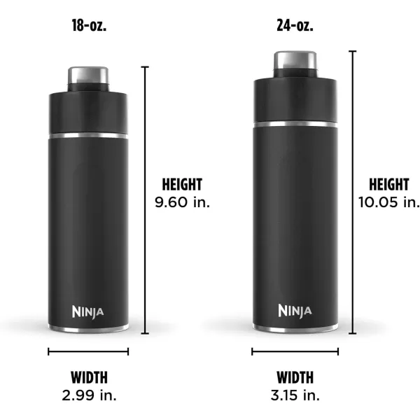 Ninja DW2401MT Thirsti 24oz Travel Water Bottle For Carbonated Sparkling Drinks Colder and Fizzier Longer Leak Proof 24 Hrs Cold Dishwasher Safe Stainless Steel Insulated Tumbler Seafoam BlueBlack