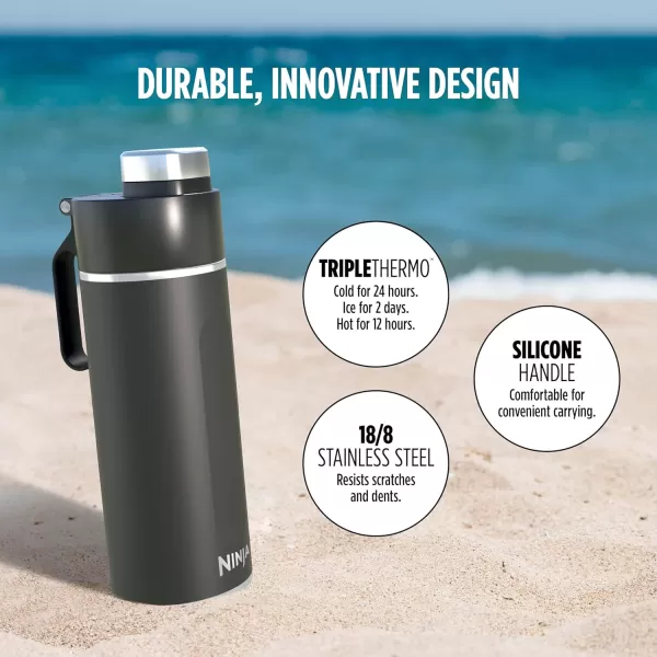 Ninja DW2401MT Thirsti 24oz Travel Water Bottle For Carbonated Sparkling Drinks Colder and Fizzier Longer Leak Proof 24 Hrs Cold Dishwasher Safe Stainless Steel Insulated Tumbler Seafoam BlueBlack