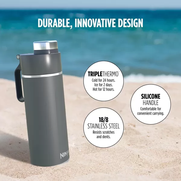 Ninja DW2401MT Thirsti 24oz Travel Water Bottle For Carbonated Sparkling Drinks Colder and Fizzier Longer Leak Proof 24 Hrs Cold Dishwasher Safe Stainless Steel Insulated Tumbler Seafoam BlueGray