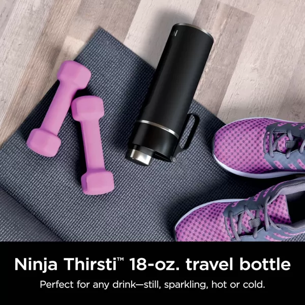 Ninja DW2401MT Thirsti 24oz Travel Water Bottle For Carbonated Sparkling Drinks Colder and Fizzier Longer Leak Proof 24 Hrs Cold Dishwasher Safe Stainless Steel Insulated Tumbler Seafoam BlueBlack