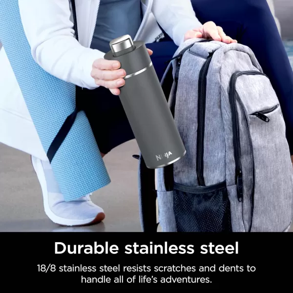 Ninja DW2401MT Thirsti 24oz Travel Water Bottle For Carbonated Sparkling Drinks Colder and Fizzier Longer Leak Proof 24 Hrs Cold Dishwasher Safe Stainless Steel Insulated Tumbler Seafoam BlueGray