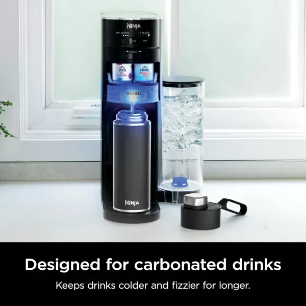 Ninja DW2401MT Thirsti 24oz Travel Water Bottle For Carbonated Sparkling Drinks Colder and Fizzier Longer Leak Proof 24 Hrs Cold Dishwasher Safe Stainless Steel Insulated Tumbler Seafoam BlueBlack