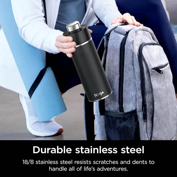 Ninja DW2401MT Thirsti 24oz Travel Water Bottle For Carbonated Sparkling Drinks Colder and Fizzier Longer Leak Proof 24 Hrs Cold Dishwasher Safe Stainless Steel Insulated Tumbler Seafoam BlueBlack