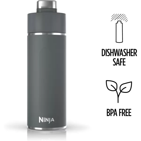 Ninja DW2401MT Thirsti 24oz Travel Water Bottle For Carbonated Sparkling Drinks Colder and Fizzier Longer Leak Proof 24 Hrs Cold Dishwasher Safe Stainless Steel Insulated Tumbler Seafoam BlueGray