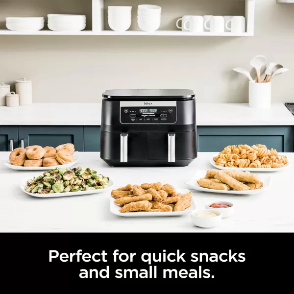 Ninja DZ090 Foodi 6 Quart 5in1 DualZone 2Basket Air Fryer with 2 Independent Frying Baskets Match Cook ampamp Smart Finish to Roast Bake Dehydrate ampamp More for Quick Snacks ampamp Small Meals BlackBlack