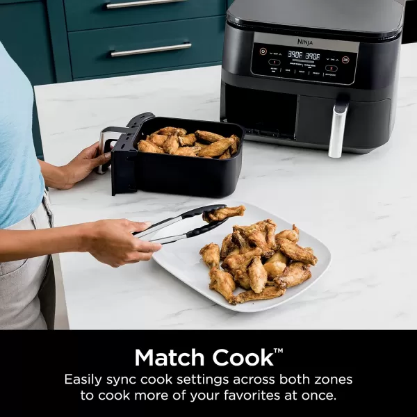 Ninja DZ090 Foodi 6 Quart 5in1 DualZone 2Basket Air Fryer with 2 Independent Frying Baskets Match Cook ampamp Smart Finish to Roast Bake Dehydrate ampamp More for Quick Snacks ampamp Small Meals BlackBlack