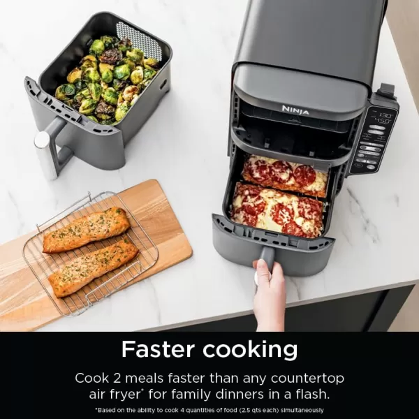 Ninja DoubleStack 2Basket Air Fryer DoubleStack Technology Cooks 4 Foods at Once Space Saving Design 8 QT 6in1 Smart Finish ampamp Match Cook Air Fry Broil Bake Easy Meals ampamp Clean Black SL20110 QT  Thermometer