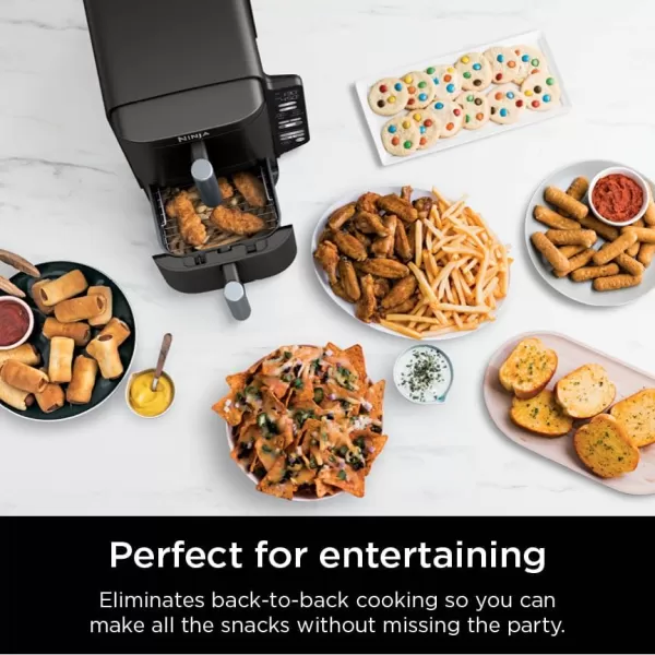 Ninja DoubleStack 2Basket Air Fryer DoubleStack Technology Cooks 4 Foods at Once Space Saving Design 8 QT 6in1 Smart Finish ampamp Match Cook Air Fry Broil Bake Easy Meals ampamp Clean Black SL2018 QT