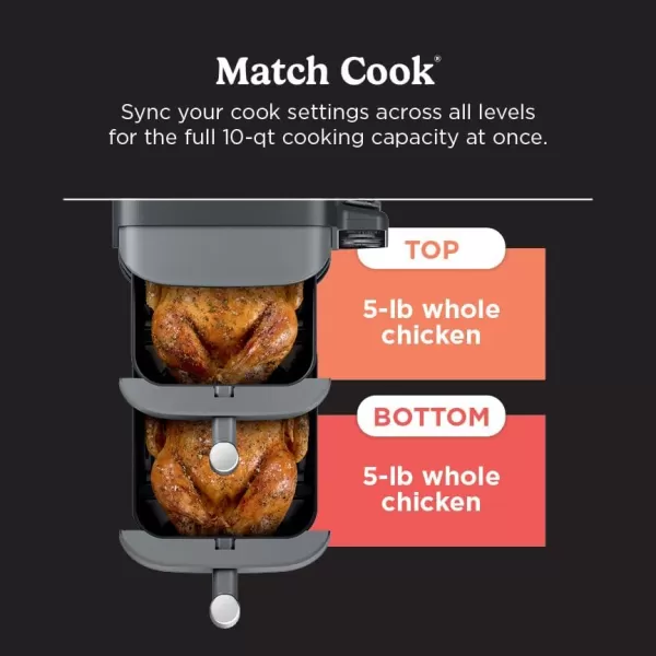 Ninja DoubleStack 2Basket Air Fryer DoubleStack Technology Cooks 4 Foods at Once Space Saving Design 8 QT 6in1 Smart Finish ampamp Match Cook Air Fry Broil Bake Easy Meals ampamp Clean Black SL20110 QT  Thermometer