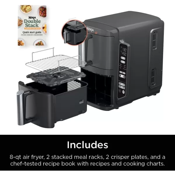 Ninja DoubleStack 2Basket Air Fryer DoubleStack Technology Cooks 4 Foods at Once Space Saving Design 8 QT 6in1 Smart Finish ampamp Match Cook Air Fry Broil Bake Easy Meals ampamp Clean Black SL2018 QT