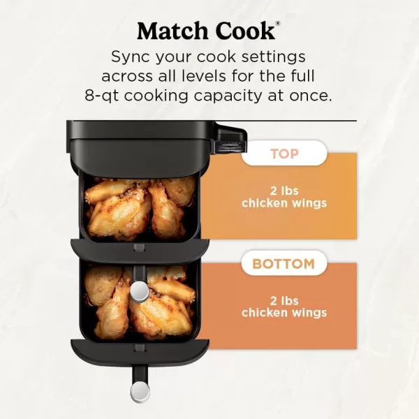 Ninja DoubleStack 2Basket Air Fryer DoubleStack Technology Cooks 4 Foods at Once Space Saving Design 8 QT 6in1 Smart Finish ampamp Match Cook Air Fry Broil Bake Easy Meals ampamp Clean Black SL2018 QT