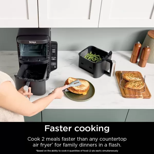 Ninja DoubleStack 2Basket Air Fryer DoubleStack Technology Cooks 4 Foods at Once Space Saving Design 8 QT 6in1 Smart Finish ampamp Match Cook Air Fry Broil Bake Easy Meals ampamp Clean Black SL2018 QT