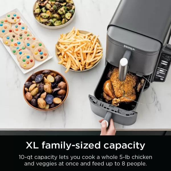 Ninja DoubleStack 2Basket Air Fryer DoubleStack Technology Cooks 4 Foods at Once Space Saving Design 8 QT 6in1 Smart Finish ampamp Match Cook Air Fry Broil Bake Easy Meals ampamp Clean Black SL20110 QT  Thermometer