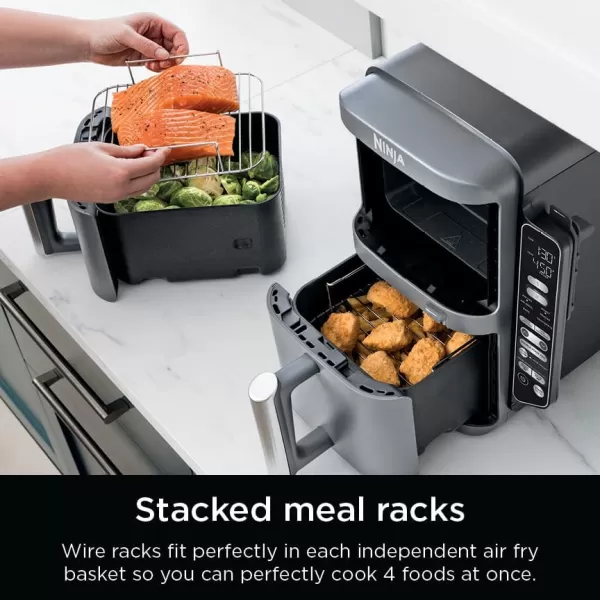 Ninja DoubleStack 2Basket Air Fryer DoubleStack Technology Cooks 4 Foods at Once Space Saving Design 8 QT 6in1 Smart Finish ampamp Match Cook Air Fry Broil Bake Easy Meals ampamp Clean Black SL20110 QT  Thermometer