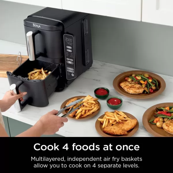 Ninja DoubleStack 2Basket Air Fryer DoubleStack Technology Cooks 4 Foods at Once Space Saving Design 8 QT 6in1 Smart Finish ampamp Match Cook Air Fry Broil Bake Easy Meals ampamp Clean Black SL2018 QT