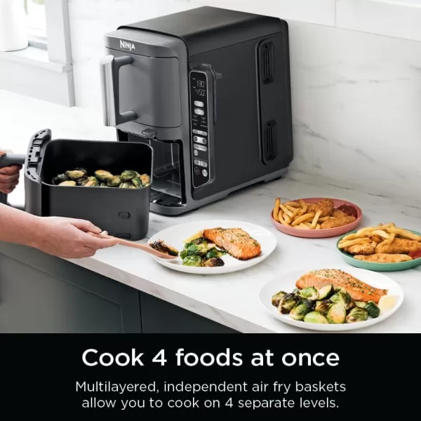 Ninja DoubleStack 2Basket Air Fryer DoubleStack Technology Cooks 4 Foods at Once Space Saving Design 8 QT 6in1 Smart Finish ampamp Match Cook Air Fry Broil Bake Easy Meals ampamp Clean Black SL20110 QT  Thermometer