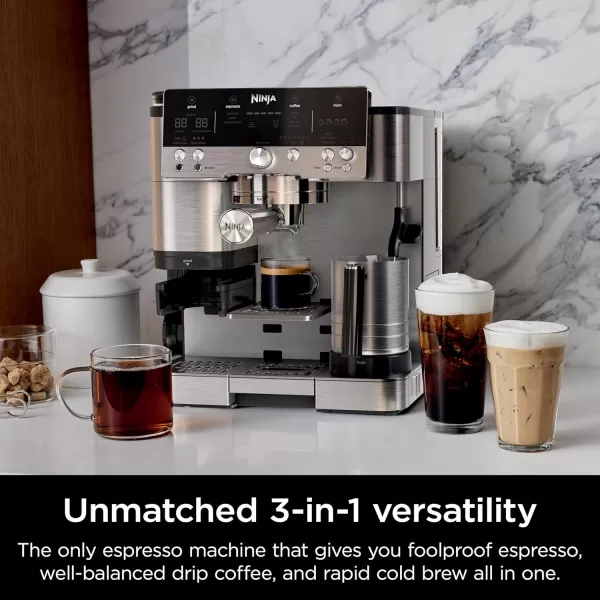 Ninja Espresso Machine Luxe Caf Premier Series Drip Coffee Maker and Rapid Cold Brew Integrated Grinder Assisted Tamper HandsFree Frother for Cappuccinos and Lattes Dairy or NonDairy ES601