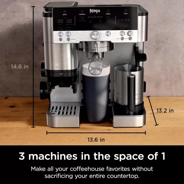 Ninja Espresso Machine Luxe Caf Premier Series Drip Coffee Maker and Rapid Cold Brew Integrated Grinder Assisted Tamper HandsFree Frother for Cappuccinos and Lattes Dairy or NonDairy ES601
