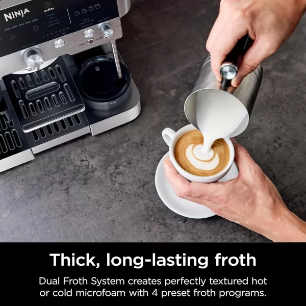 Ninja Espresso Machine Luxe Caf Premier Series Drip Coffee Maker and Rapid Cold Brew Integrated Grinder Assisted Tamper HandsFree Frother for Cappuccinos and Lattes Dairy or NonDairy ES601
