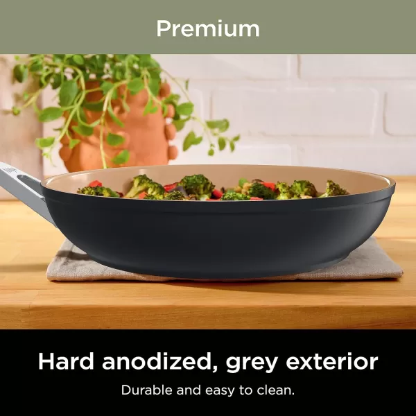 Ninja Extended Life Premium Ceramic 1025quot Fry Pan Nonstick Fry Pans Pots PTFE Free Healthy Cooking Oven Safe to 550F Dishwasher Safe All Stovetops ampamp Induction Compatible Dark Grey CW900268 Fry Pan