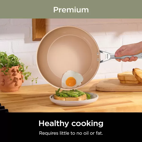 Ninja Extended Life Premium Ceramic 1025quot Fry Pan Nonstick Fry Pans Pots PTFE Free Healthy Cooking Oven Safe to 550F Dishwasher Safe All Stovetops ampamp Induction Compatible Dark Grey CW900268 Fry Pan