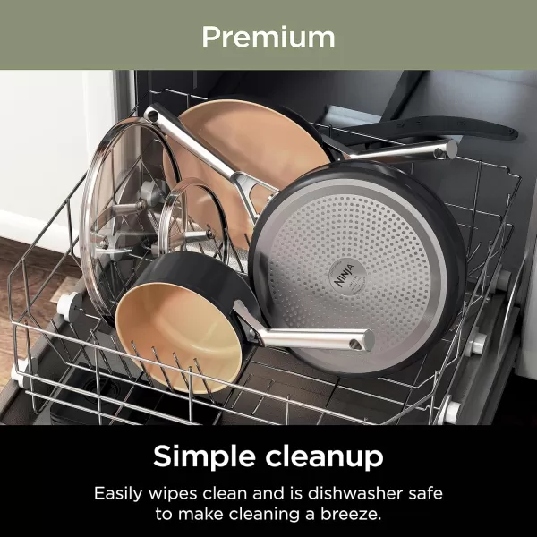 Ninja Extended Life Premium Ceramic 1025quot Fry Pan Nonstick Fry Pans Pots PTFE Free Healthy Cooking Oven Safe to 550F Dishwasher Safe All Stovetops ampamp Induction Compatible Dark Grey CW900268 Fry Pan
