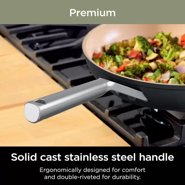 Ninja Extended Life Premium Ceramic 1025quot Fry Pan Nonstick Fry Pans Pots PTFE Free Healthy Cooking Oven Safe to 550F Dishwasher Safe All Stovetops ampamp Induction Compatible Dark Grey CW900268 Fry Pan