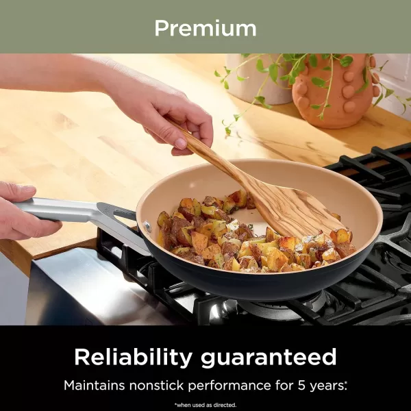 Ninja Extended Life Premium Ceramic 1025quot Fry Pan Nonstick Fry Pans Pots PTFE Free Healthy Cooking Oven Safe to 550F Dishwasher Safe All Stovetops ampamp Induction Compatible Dark Grey CW900268 Fry Pan
