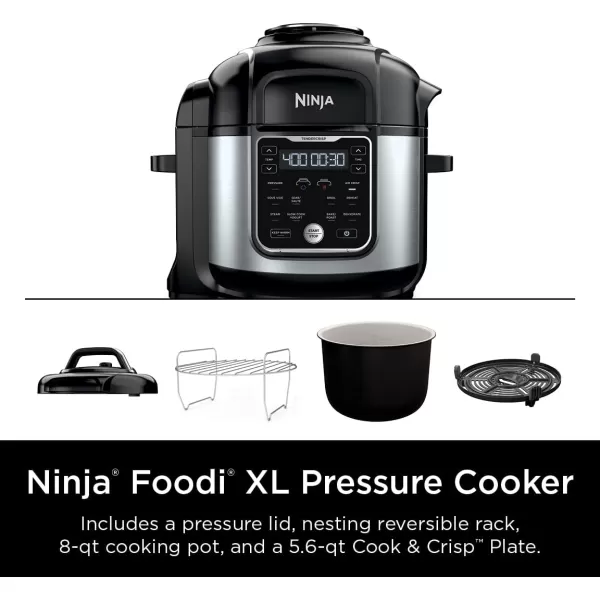 Ninja Foodi Air Fryer Pressure Cooker Combo 11in1 Pro 65 qt Pressure Cooker ampamp Air Fryer that Steams Slow Cooks and More with 46 qt Crisper Plate Broil Rack ampamp Recipe Book FD302 SilverBlack8 Quarts