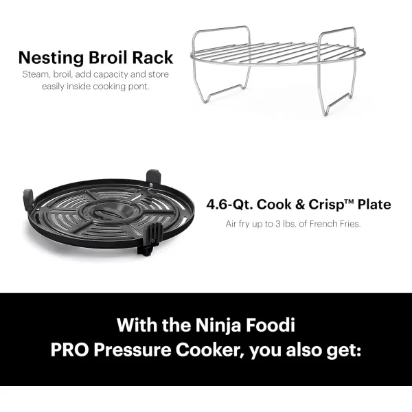 Ninja Foodi Air Fryer Pressure Cooker Combo 11in1 Pro 65 qt Pressure Cooker ampamp Air Fryer that Steams Slow Cooks and More with 46 qt Crisper Plate Broil Rack ampamp Recipe Book FD302 SilverBlack65 Quarts