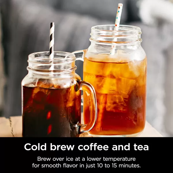 Ninja Hot and Cold Brewed System Tea ampamp Coffee Maker with AutoiQ 6 Sizes 5 Styles 5 Tea Settings 50 oz Thermal Carafe Frother Coffee ampamp Tea Baskets Dishwasher Safe Parts Black CP307