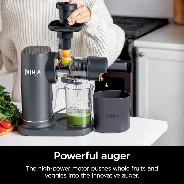 Ninja JC151 NeverClog Cold Press Juicer Powerful Slow Juicer with Total Pulp Control Countertop Electric 2 Pulp Functions Dishwasher Safe 2nd Generation Charcoal