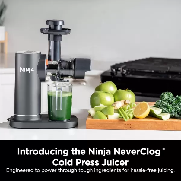 Ninja JC151 NeverClog Cold Press Juicer Powerful Slow Juicer with Total Pulp Control Countertop Electric 2 Pulp Functions Dishwasher Safe 2nd Generation Charcoal