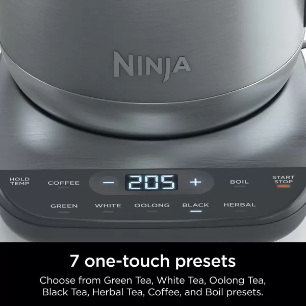 Ninja KT200 Precision Temperature Electric Kettle 1500 watts BPA Free Stainless 7Cup Capacity Hold Temp Setting Silver KT200Stainless Steel