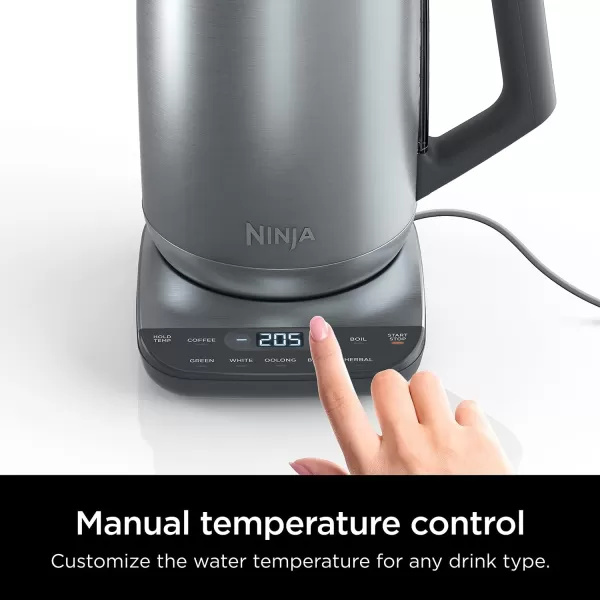 Ninja KT200 Precision Temperature Electric Kettle 1500 watts BPA Free Stainless 7Cup Capacity Hold Temp Setting Silver KT200Stainless Steel