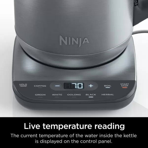Ninja KT200 Precision Temperature Electric Kettle 1500 watts BPA Free Stainless 7Cup Capacity Hold Temp Setting Silver KT200Stainless Steel